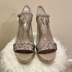 INC Peachnat Wedge iridescent crystal wedge